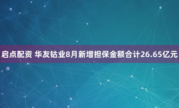 启点配资 华友钴业8月新增担保金额合计26.65亿元